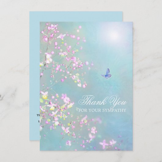 ありがとう悔やみや弔慰葬儀バタフライ写真 サンキューカード (正面/裏面)