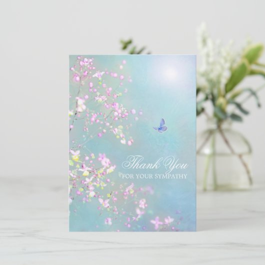 ありがとう悔やみや弔慰葬儀バタフライ写真 サンキューカード (スタンド正面)