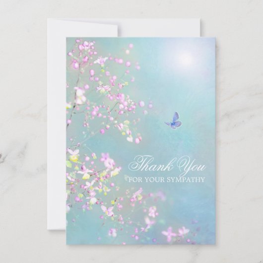 ありがとう悔やみや弔慰葬儀バタフライ写真 サンキューカード (正面)