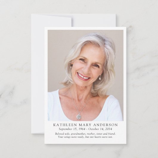 ありがとう悔やみや弔慰葬儀フォトカード サンキューカード (正面)