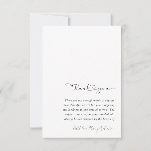 ありがとう悔やみや弔慰葬儀フォトカード サンキューカード (裏面)