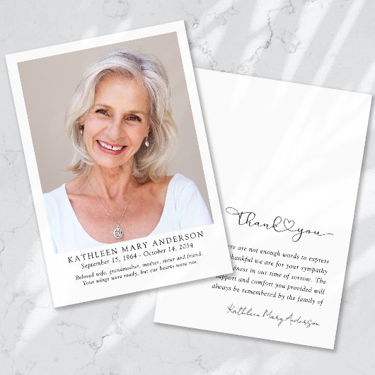 ありがとう悔やみや弔慰葬儀フォトカード サンキューカード