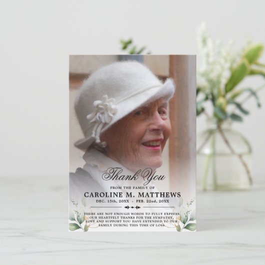 ありがとう悔やみや弔慰葬儀記念写真 サンキューカード (スタンド正面)