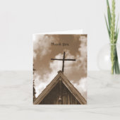 ありがとう悔やみや弔慰、旧教会セピアのノートカード サンキューカード (正面)