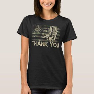 ありがとう愛国的誇りを持った退役軍人迷彩アメリ Tシャツ