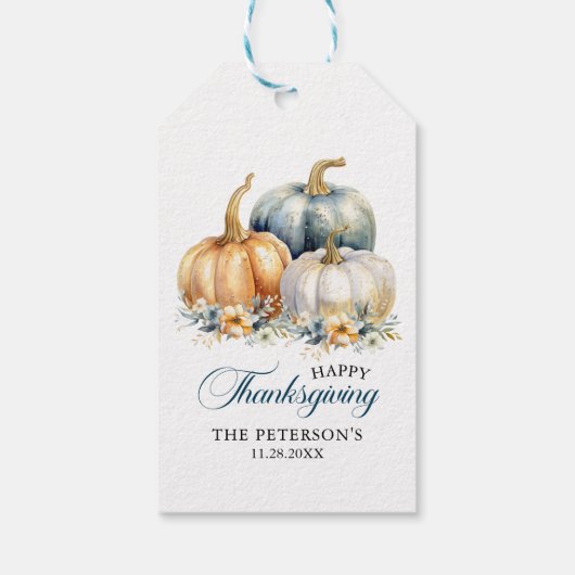 ありがとう感謝青オレンジの金ゴールドカボチャ ギフトタグ (裏面)