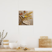 ありがとう手描きワイルドフラワー、小麦の茎 ポスター (キッチン)