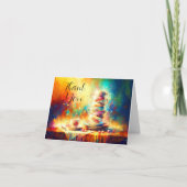 ありがとう抽象芸術積み重ねヴィンテージティーカップ カード (正面)