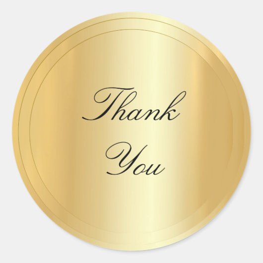 ありがとう文字スクリプト金ゴールドルックモダンテンプレート ラウンドシール (正面)