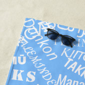 ありがとう文字多言語ブルービーチタオル ビーチタオル (インサイチュ)