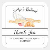 ありがとう料理とベーキングビジネスラベル スクエアシール (正面)