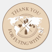 ありがとう旅行ベビーシャワーミニマリストモダンクラ ラウンドシール (正面)