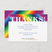 ありがとう明るいはっきりしたカラフルレインボーストライプル 出欠カード (正面/裏面)