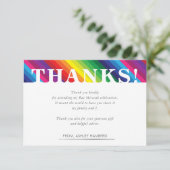 ありがとう明るいはっきりしたカラフルレインボーストライプル 出欠カード (スタンド正面)