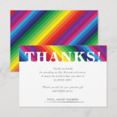 ありがとう明るいはっきりしたカラフルレインボーストライプル 出欠カード (正面/裏面)