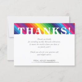ありがとう明るいはっきりしたカラフルレインボーストライプル 出欠カード