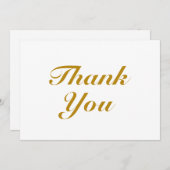ありがとう暗い金ゴールドエレガントホワイトスクリプトノートカード (正面/裏面)