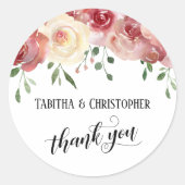 ありがとう書道、ブルゴーニュ、赤面バラ ラウンドシール (正面)