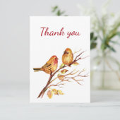 ありがとう木の枝にかわいい水色の鳥 サンキューカード (スタンド正面)