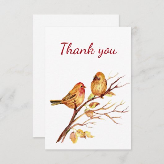 ありがとう木の枝にかわいい水色の鳥 サンキューカード (正面/裏面)