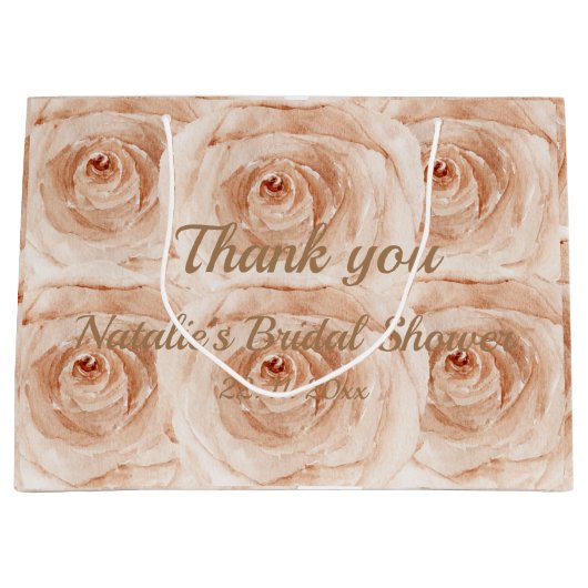 ありがとう来のブライダルシャワーエレガントバラ ラージペーパーバッグ (正面)