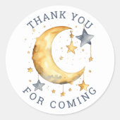ありがとう来。かわいい月の星の赤ちゃんシャワー ラウンドシール (正面)