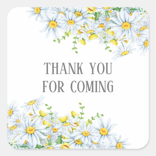 ありがとう来。カモミール花の赤ちゃんシャワー スクエアシール (正面)