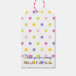 ありがとう来!パステル水玉模様ベビーシャワー ギフトタグ