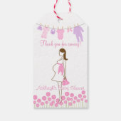 ありがとう来!ピンクのシルエットベビーシャワー ギフトタグ (裏面)