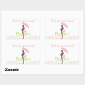 ありがとう来!ピンクのシルエットベビーシャワー 長方形シール (シート)