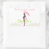 ありがとう来!ピンクのシルエットベビーシャワー 長方形シール (バッグ)