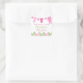 ありがとう来!ピンクの物干し用ベビーシャワー スクエアシール (バッグ)