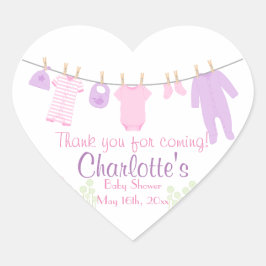 ありがとう来!ピンクの物干し用ベビーシャワー 長方形シール