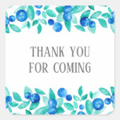 ありがとう来。ブルーベリー赤ちゃんシャワー スクエアシール (正面)