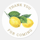 ありがとう来。柑橘類レモンベビーシャワー ラウンドシール (正面)