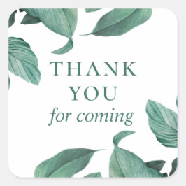 ありがとう来。水彩熱帯緑 スクエアシール
