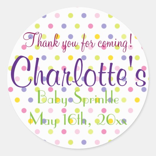 ありがとう来!水玉模様ベビー散布 ラウンドシール (正面)