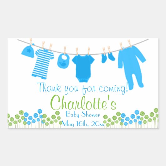 ありがとう来!物干し用ベビーシャワー 長方形シール (正面)