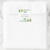 ありがとう来。青と黄色の赤ちゃんシャワー スクエアシール (バッグ)