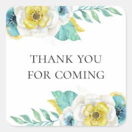 ありがとう来。青と黄色の赤ちゃんシャワー スクエアシール