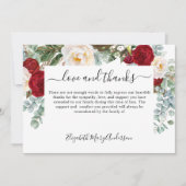 ありがとう死別レッドホワイトフローラメモリアル サンキューカード (正面)