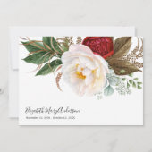 ありがとう死別レッドホワイトフローラメモリアル サンキューカード (裏面)