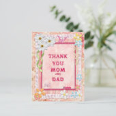 ありがとう母とパパ、花のクラフトカード ポストカード (スタンド正面)