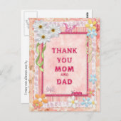 ありがとう母とパパ、花のクラフトカード ポストカード (正面/裏面)