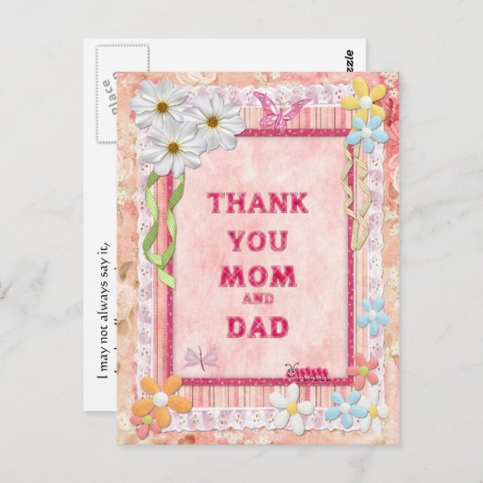 ありがとう母とパパ、花のクラフトカード ポストカード