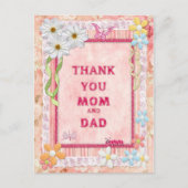 ありがとう母とパパ、花のクラフトカード ポストカード (正面)