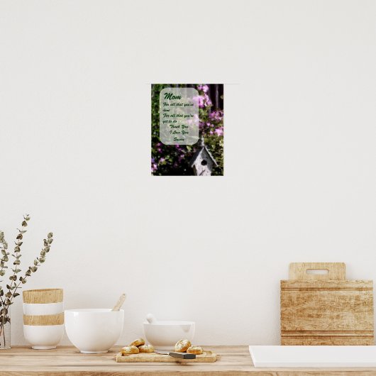 ありがとう母フラワーガーデンアートパーソナライズされた ポスター (キッチン)