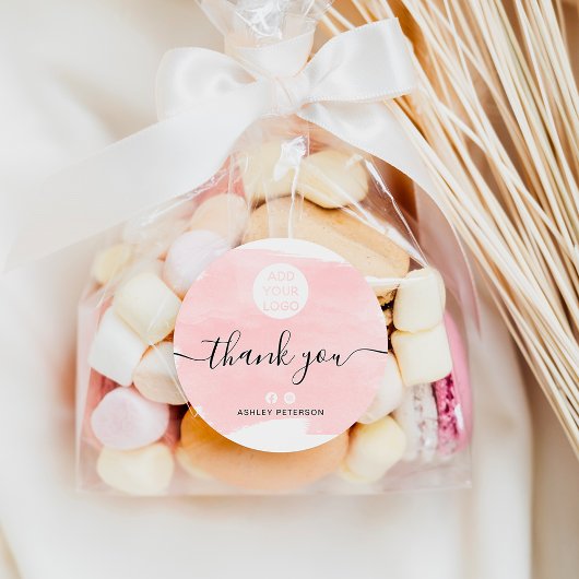 ありがとう水の色のブラシトルークのシックなメディアロゴ ラウンドシール