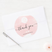 ありがとう水の色のブラシトルークのシックなメディアロゴ ラウンドシール (封筒)