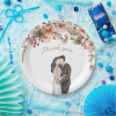ありがとう水の色エレガントフローラ結婚かわいい ペーパープレート (パーティー)